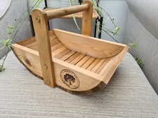 WOODEN GARDEN TRUG BASKET HARVEST Flowers or Veg - 40cm long - COLLECTION