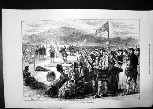 Antique old print higland - old,