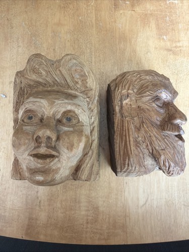Vintage pair hand carved - pair,