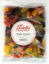 Pells Wine Gums - 1kg Bag - Traditional Embossed Fruit Flavoured Gummy Sweets