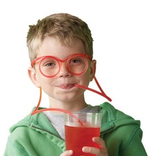 Novelty Flexible Soft Silly Drinking Straw Glasses Kids Party Fun Re-Usable Gift