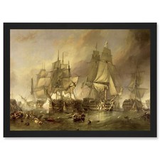 Stanfield Battle Of Trafalgar Painting Naval Battle Framed A3 Wall Art Print
