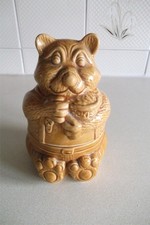 Bear with Honey Ceramic Lidded Storage Money Pot  Jar, Kitchen Storage, Vintage.