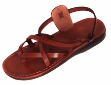Brown Gladiator Jesus Men's Leather Sandals Strap Handmade UK (4-15) EU (36-50)