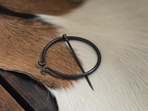 Viking iron cloak pin - iron, scarf