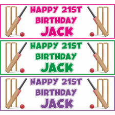 2 x Personalised Cricket Birthday Banner Custom Name Sports Party Decoration