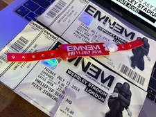 Eminem July 11 2014 Wembley Tickets X2 - 1x red Wristband issued on the night