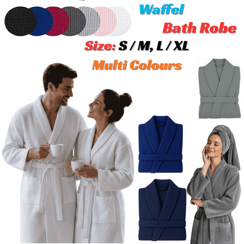Unisex waffle bath - waffle, robe