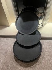 6 x  Black 35.5cm Round