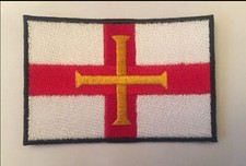 CHANNEL ISLANDS - GUERNSEY EMBROIDERED IRON / SEW ON FLAG PATCH.  NEW 
