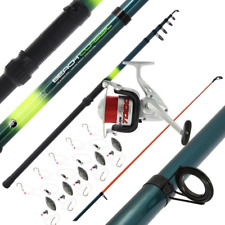 TELESCOPIC FISHING BEACH SET SEA 12FT ROD REEL HOOKS RIG WALLET SEA RIGS WEIGHTS