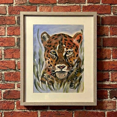Framed tiger painting - framed,