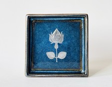 Gustavsberg Pottery Lagun Dish Silver Inlay Sven Jonson Sweden c.1970s Vintage