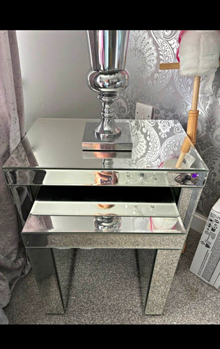 Dunelm mirrored glass bedside - glass,