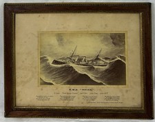 WW1 HMS NAIAD Print (1892) Royal Navy Apollo-class Cruiser, 1910, Framed