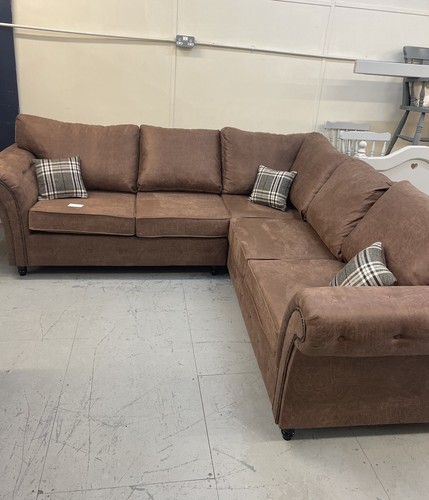 Corner sofa brown leather - brown,