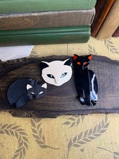 Vintage 3 Cat Brooches Signed