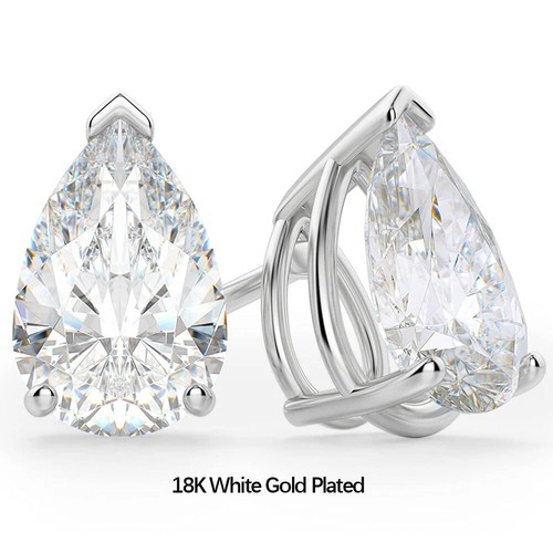4ct earrings pear cut - 4ct, white