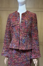 Vintage Renato Nucci Red Tweed Bouclé Wool Skirt Suit 2 Piece Set  UK 10/12
