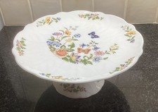 Vintage Aynsley Cottage Garden Pedestal Cake Stand Bone China Made In England.