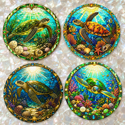 Sea turtle coaster set - sea,