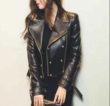 Women black biker moto - women's,