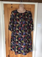 Seasalt Sea Call Linen Blend Dress - Blanket Geo Magpie - Size 14 Regular - BNWT