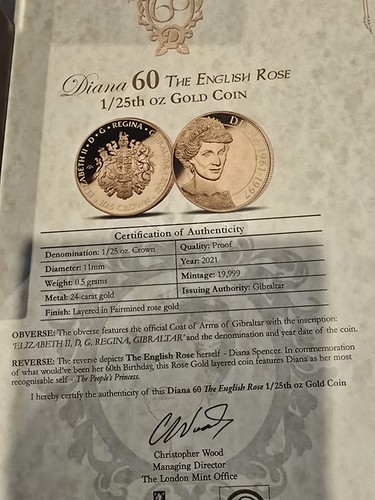 24ct gold coin diana princess - gold,