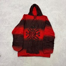 Vintage Knitted Hoodie abstract patterned chunky knit jumper Men's S (36-38)