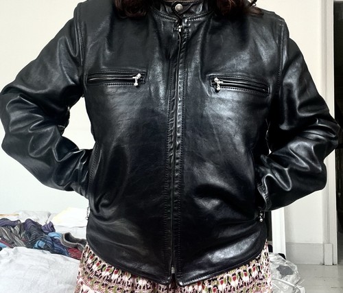 Black aero leathers wool - black, lined