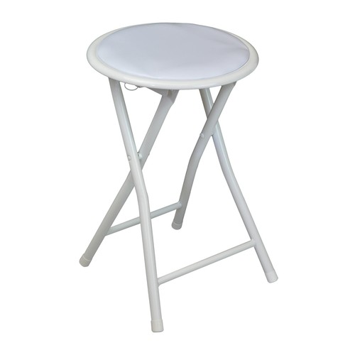 Padded folding stool white - padded,