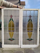 2 leaded light stained glass windows. A1496d. DELIVERY POSSIBLE!