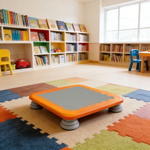 Square kids trampoline orange - square,
