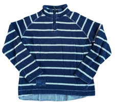 Weird Fish Women's Blue White Stripe Macaroni Quarter Zip Jumper Top Size Large