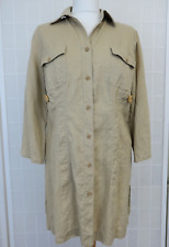 VTG Heine Long Shirt / Mini Dress UK 12 Linen Safari Style Pockets 3/4 Sleeves