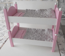 CHAD VALLEY  DOLLS  GREY BUNK BEDS  20" long  11" wide &  BEDDING/2 SINGLE