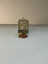 Dolls House Brass Birdcage With Bird Miniature 1:12 Victorian Pet Accessory