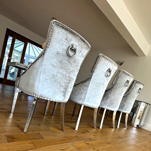 Grey velvet upholstered button - grey,