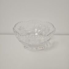 Elegant Vintage Footed Cut Glass Crystal Bowl Heavy Large