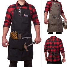 Waxed Canvas Heavy Duty Canvas Apron Pockets Woodwork Garden Carpenter Durable