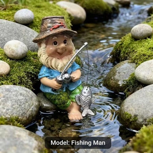Small fishing gnome - small, ornament