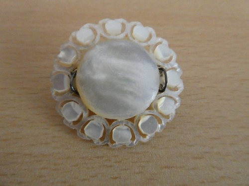Vintage brooch carved mother - brooch,