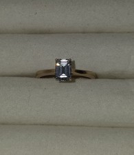 Rare 9ct Diamonique Emerald Cut Ring  Size 0  Ideal Engagement Ring