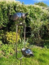 Twin Bird Rocking Balancing Garden Ornament Decoration Rocker Flying Stake