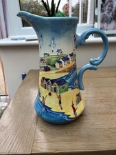 Old Tupton Ware Jug - Beach Scene  - 24cm / 9.5” Tall
