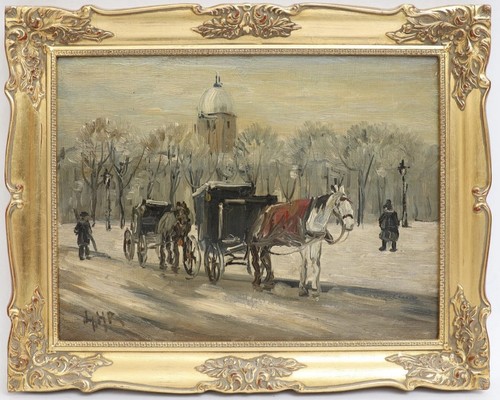 Parisian cabs and horses - and,