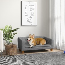 PawHut Dog Sofa Bed, Elevated Dog Couch for Small, Medium Dogs - Grey