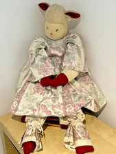 Large vintage Handmade Country plush Rag Doll Lamb floral country style