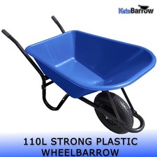110L BLUE WHEELBARROW - GARDEN BUILDERS HEAVY DUTY WITH PUNCTURE PROOF TYRE