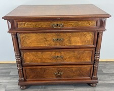 Chest of Drawers Antique French Burr Style 4 Drawers Carved Cabinet LOT 4497